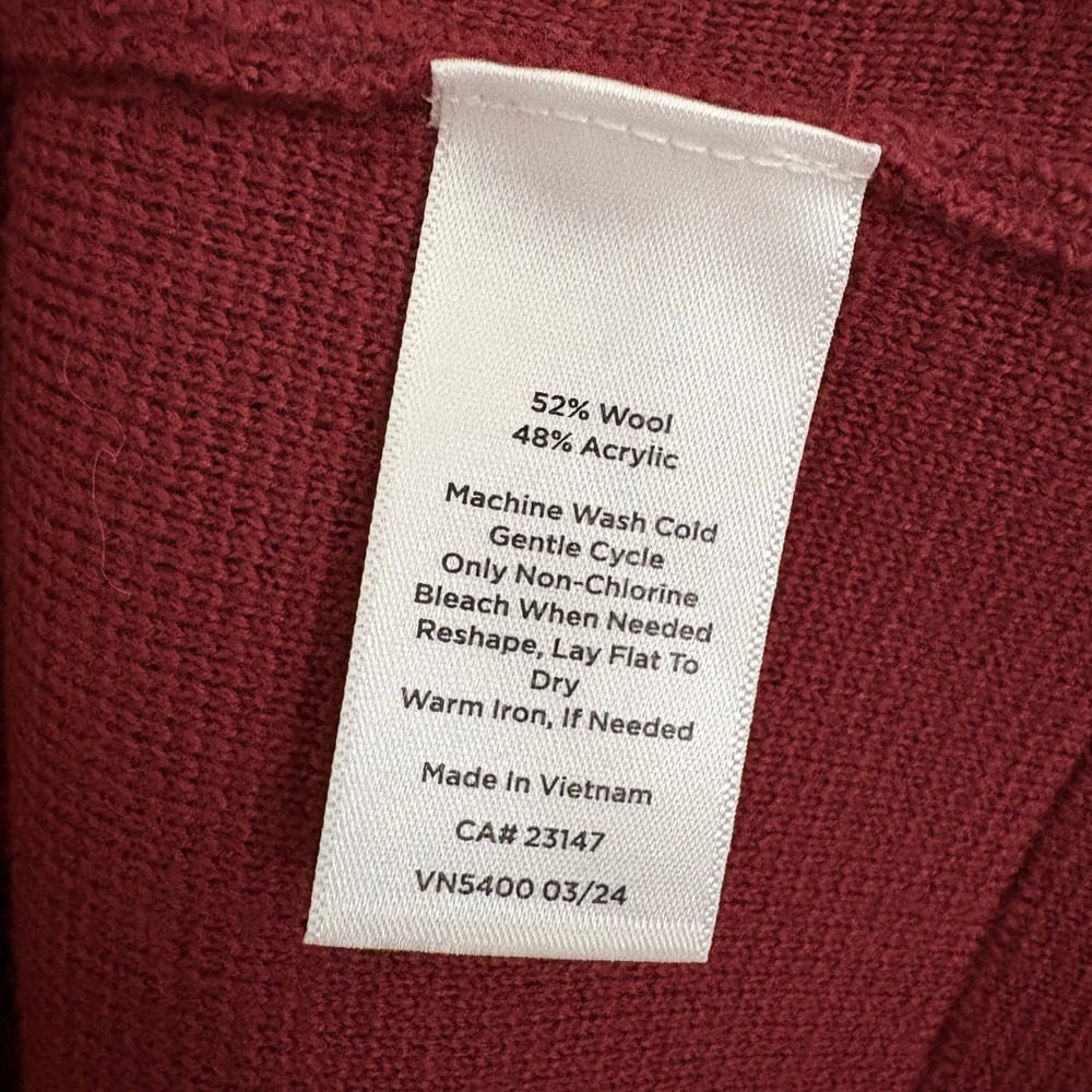 Talbots Cardigan Jacket S Burgundy Red Wool Blend Button Front Shacket Pocket - Picture 8 of 9